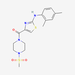molecular formula C17H22N4O3S2 B2587156 (2-((2,4-Dimethylphenyl)amino)thiazol-4-yl)(4-(methylsulfonyl)piperazin-1-yl)methanone CAS No. 1171630-00-4