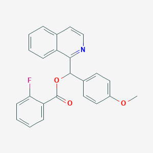 molecular formula C24H18FNO3 B2587159 异喹啉-1-基(4-甲氧基苯基)甲基 2-氟苯甲酸酯 CAS No. 446269-99-4