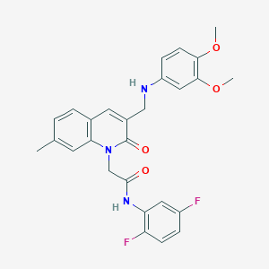 molecular formula C27H25F2N3O4 B2587160 N-(2,5-difluorophenyl)-2-(3-(((3,4-dimethoxyphenyl)amino)methyl)-7-methyl-2-oxoquinolin-1(2H)-yl)acetamide CAS No. 932308-36-6