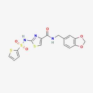 N-(benzo[d][1,3]dioxol-5-ylmethyl)-2-(thiophene-2-sulfonamido)thiazole-4-carboxamide