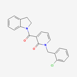 molecular formula C21H17ClN2O2 B2587167 1-(2-chlorobenzyl)-3-(indoline-1-carbonyl)pyridin-2(1H)-one CAS No. 1005300-82-2