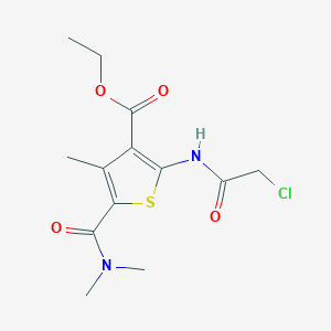 molecular formula C13H17ClN2O4S B2587182 2-(2-Chloro-acetylamino)-5-dimethylcarbamoyl-4-methyl-thiophene-3-carboxylic acid ethyl ester CAS No. 546116-25-0