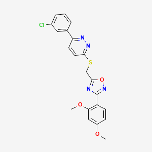 molecular formula C21H17ClN4O3S B2587192 3-(3-氯苯基)-6-({[3-(2,4-二甲氧基苯基)-1,2,4-恶二唑-5-基]甲基}硫代)嘧啶嗪 CAS No. 1114909-49-7