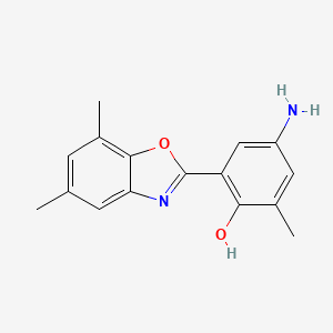 molecular formula C16H16N2O2 B2587193 4-氨基-2-(5,7-二甲基-1,3-苯并恶唑-2-基)-6-甲基苯酚 CAS No. 874592-16-2