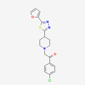 molecular formula C19H18ClN3O2S B2587196 1-(4-Chlorophenyl)-2-(4-(5-(furan-2-yl)-1,3,4-thiadiazol-2-yl)piperidin-1-yl)ethanone CAS No. 1226457-23-3