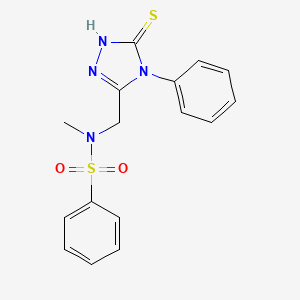 molecular formula C16H16N4O2S2 B2587200 N-[(5-巯基-4-苯基-4H-1,2,4-三唑-3-基)甲基]-N-甲基苯磺酰胺 CAS No. 728030-27-1