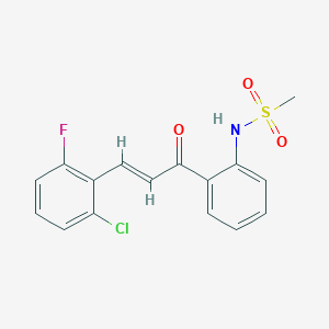molecular formula C16H13ClFNO3S B2587203 (E)-N-(2-(3-(2-chloro-6-fluorophenyl)acryloyl)phenyl)methanesulfonamide CAS No. 1396891-81-8