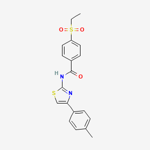molecular formula C19H18N2O3S2 B2587228 4-(ethylsulfonyl)-N-(4-(p-tolyl)thiazol-2-yl)benzamide CAS No. 922572-21-2