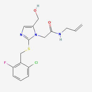 molecular formula C16H17ClFN3O2S B2587229 N-allyl-2-(2-((2-chloro-6-fluorobenzyl)thio)-5-(hydroxymethyl)-1H-imidazol-1-yl)acetamide CAS No. 921796-38-5