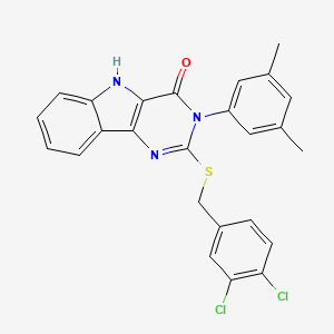 molecular formula C25H19Cl2N3OS B2587238 2-((3,4-dichlorobenzyl)thio)-3-(3,5-dimethylphenyl)-3H-pyrimido[5,4-b]indol-4(5H)-one CAS No. 536706-22-6