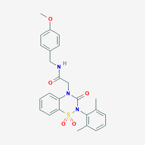 2-[2-(2,6-dimethylphenyl)-1,1,3-trioxo-3,4-dihydro-2H-1,2,4-benzothiadiazin-4-yl]-N-[(4-methoxyphenyl)methyl]acetamide