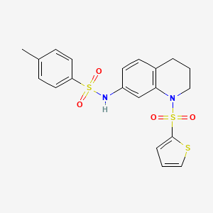 molecular formula C20H20N2O4S3 B2587248 4-methyl-N-(1-(thiophen-2-ylsulfonyl)-1,2,3,4-tetrahydroquinolin-7-yl)benzenesulfonamide CAS No. 898430-00-7