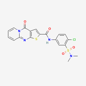 N-[4-chloro-3-(dimethylsulfamoyl)phenyl]-2-oxo-6-thia-1,8-diazatricyclo[7.4.0.0^{3,7}]trideca-3(7),4,8,10,12-pentaene-5-carboxamide