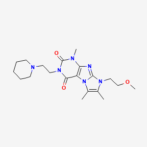 molecular formula C20H30N6O3 B2587257 8-(2-甲氧基乙基)-1,6,7-三甲基-3-(2-(哌啶-1-基)乙基)-1H-咪唑并[2,1-f]嘌呤-2,4(3H,8H)-二酮 CAS No. 878411-28-0