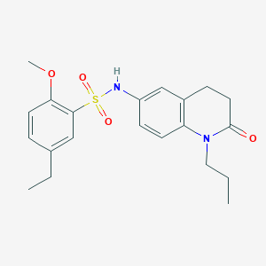 molecular formula C21H26N2O4S B2587258 5-乙基-2-甲氧基-N-(2-氧代-1-丙基-1,2,3,4-四氢喹啉-6-基)苯磺酰胺 CAS No. 941954-81-0