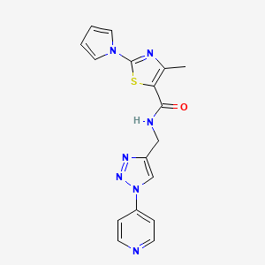 4-methyl-N-((1-(pyridin-4-yl)-1H-1,2,3-triazol-4-yl)methyl)-2-(1H-pyrrol-1-yl)thiazole-5-carboxamide