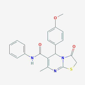 molecular formula C21H19N3O3S B258727 5-(4-methoxyphenyl)-7-methyl-3-oxo-N-phenyl-2,3-dihydro-5H-[1,3]thiazolo[3,2-a]pyrimidine-6-carboxamide 