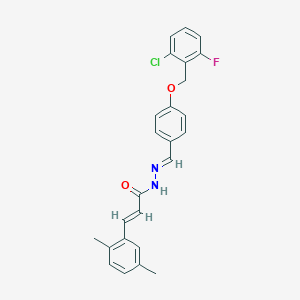 (E)-N'-((E)-{4-[(2-chloro-6-fluorobenzyl)oxy]phenyl}methylidene)-3-(2,5-dimethylphenyl)-2-propenohydrazide
