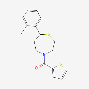 molecular formula C17H19NOS2 B2587289 噻吩-2-基(7-(邻甲苯基)-1,4-噻氮杂环-4-基)甲苯酮 CAS No. 1705980-55-7