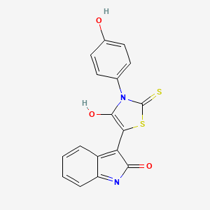 molecular formula C17H10N2O3S2 B2587300 (Z)-3-(4-hydroxyphenyl)-5-(2-oxoindolin-3-ylidene)-2-thioxothiazolidin-4-one CAS No. 300817-93-0