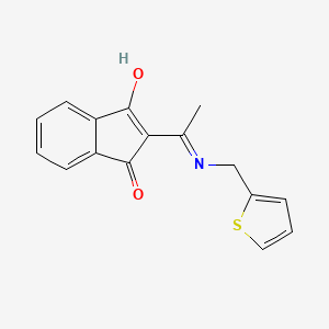 molecular formula C16H13NO2S B2587303 2-(((2-噻吩基甲基)氨基)乙叉基)茚满-1,3-二酮 CAS No. 337474-39-2