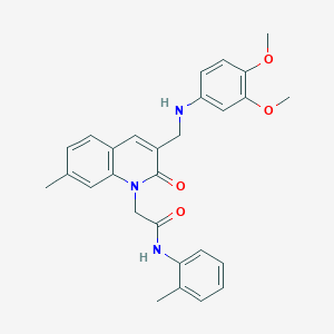 2-(3-(((3,4-dimethoxyphenyl)amino)methyl)-7-methyl-2-oxoquinolin-1(2H)-yl)-N-(o-tolyl)acetamide
