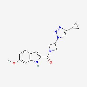 molecular formula C18H19N5O2 B2587313 (3-(4-cyclopropyl-1H-1,2,3-triazol-1-yl)azetidin-1-yl)(6-methoxy-1H-indol-2-yl)methanone CAS No. 2097864-51-0