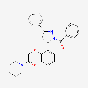 2-(2-(1-benzoyl-3-phenyl-4,5-dihydro-1H-pyrazol-5-yl)phenoxy)-1-(piperidin-1-yl)ethanone