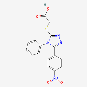 molecular formula C16H12N4O4S B2587319 2-[[5-(4-nitrophenyl)-4-phenyl-1,2,4-triazol-3-yl]sulfanyl]acetic Acid CAS No. 790270-85-8