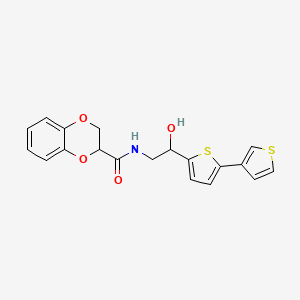 molecular formula C19H17NO4S2 B2587322 N-(2-{[2,3'-bithiophene]-5-yl}-2-hydroxyethyl)-2,3-dihydro-1,4-benzodioxine-2-carboxamide CAS No. 2319719-76-9