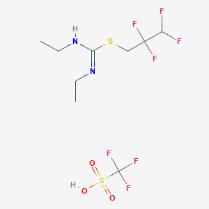 molecular formula C9H15F7N2O3S2 B2587332 N',N-diethyl[(2,2,3,3-tetrafluoropropyl)sulfanyl]methanimidamide; trifluoromethanesulfonic acid CAS No. 1384433-82-2