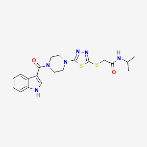 molecular formula C20H24N6O2S2 B2587337 2-((5-(4-(1H-吲哚-3-羰基)哌嗪-1-基)-1,3,4-噻二唑-2-基)硫代)-N-异丙基乙酰胺 CAS No. 1105200-35-8