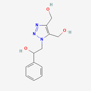 molecular formula C12H15N3O3 B2587339 2-[4,5-bis(hydroxymethyl)-1H-1,2,3-triazol-1-yl]-1-phenylethanol CAS No. 1987084-87-6