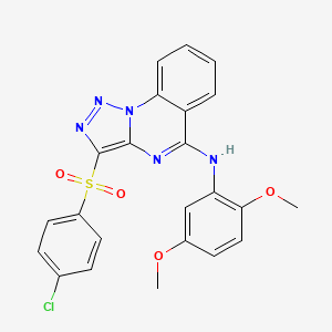 molecular formula C23H18ClN5O4S B2587342 3-[(4-chlorophenyl)sulfonyl]-N-(2,5-dimethoxyphenyl)[1,2,3]triazolo[1,5-a]quinazolin-5-amine CAS No. 872199-29-6