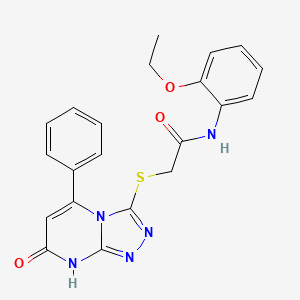 molecular formula C21H19N5O3S B2587355 N-(2-ethoxyphenyl)-2-((7-oxo-5-phenyl-7,8-dihydro-[1,2,4]triazolo[4,3-a]pyrimidin-3-yl)thio)acetamide CAS No. 894996-79-3