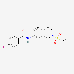 molecular formula C18H19FN2O3S B2587363 N-(2-(乙磺酰基)-1,2,3,4-四氢异喹啉-7-基)-4-氟苯甲酰胺 CAS No. 954640-00-7