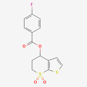 1,1-dioxo-2H,3H,4H-1lambda6-thieno[2,3-b]thiopyran-4-yl 4-fluorobenzoate