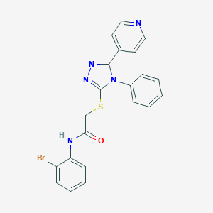 molecular formula C21H16BrN5OS B258740 N-(2-bromophenyl)-2-{[4-phenyl-5-(4-pyridinyl)-4H-1,2,4-triazol-3-yl]sulfanyl}acetamide 