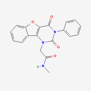 molecular formula C19H15N3O4 B2587414 2-{4,6-dioxo-5-phenyl-8-oxa-3,5-diazatricyclo[7.4.0.0^{2,7}]trideca-1(9),2(7),10,12-tetraen-3-yl}-N-methylacetamide CAS No. 877657-61-9