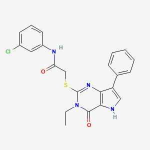 molecular formula C22H19ClN4O2S B2587416 N-(3-chlorophenyl)-2-[(3-ethyl-4-oxo-7-phenyl-4,5-dihydro-3H-pyrrolo[3,2-d]pyrimidin-2-yl)sulfanyl]acetamide CAS No. 1021265-40-6