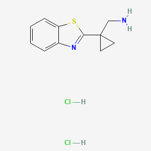 molecular formula C11H14Cl2N2S B2587422 1-[1-(1,3-Benzothiazol-2-yl)cyclopropyl]methanamine dihydrochloride CAS No. 2309711-94-0