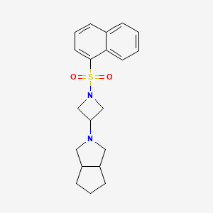 molecular formula C20H24N2O2S B2587429 2-(1-Naphthalen-1-ylsulfonylazetidin-3-yl)-3,3a,4,5,6,6a-hexahydro-1H-cyclopenta[c]pyrrole CAS No. 2415512-23-9
