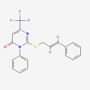 3-phenyl-2-[(E)-3-phenylprop-2-enyl]sulfanyl-6-(trifluoromethyl)pyrimidin-4-one