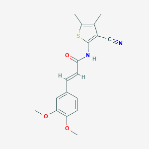 molecular formula C18H18N2O3S B258744 (E)-N-(3-cyano-4,5-dimethylthiophen-2-yl)-3-(3,4-dimethoxyphenyl)prop-2-enamide 