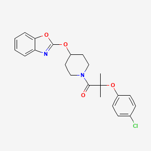 molecular formula C22H23ClN2O4 B2587440 1-(4-(Benzo[d]oxazol-2-yloxy)piperidin-1-yl)-2-(4-chlorophenoxy)-2-methylpropan-1-one CAS No. 2034425-18-6