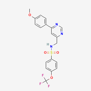 molecular formula C19H16F3N3O4S B2587448 N-((6-(4-methoxyphenyl)pyrimidin-4-yl)methyl)-4-(trifluoromethoxy)benzenesulfonamide CAS No. 2194964-97-9