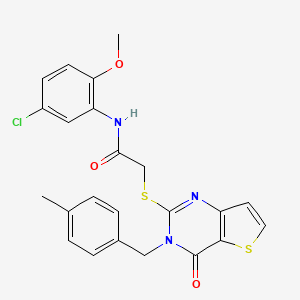 molecular formula C23H20ClN3O3S2 B2587451 N-(5-氯-2-甲氧基苯基)-2-{[3-(4-甲基苄基)-4-氧代-3,4-二氢噻吩并[3,2-d]嘧啶-2-基]硫代}乙酰胺 CAS No. 894241-28-2