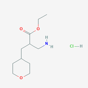 molecular formula C11H22ClNO3 B2587452 Ethyl 3-amino-2-[(oxan-4-yl)methyl]propanoate hydrochloride CAS No. 2445785-77-1