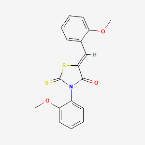 molecular formula C18H15NO3S2 B2587455 (Z)-5-(2-methoxybenzylidene)-3-(2-methoxyphenyl)-2-thioxothiazolidin-4-one CAS No. 638139-05-6