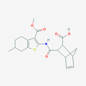 molecular formula C20H23NO5S B258746 3-({[3-(Methoxycarbonyl)-6-methyl-4,5,6,7-tetrahydro-1-benzothien-2-yl]amino}carbonyl)bicyclo[2.2.1]hept-5-ene-2-carboxylic acid 